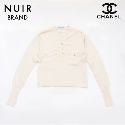 シャネル CHANEL Size 34 カシミア混 ココボタン ニット ホワイト WS5750