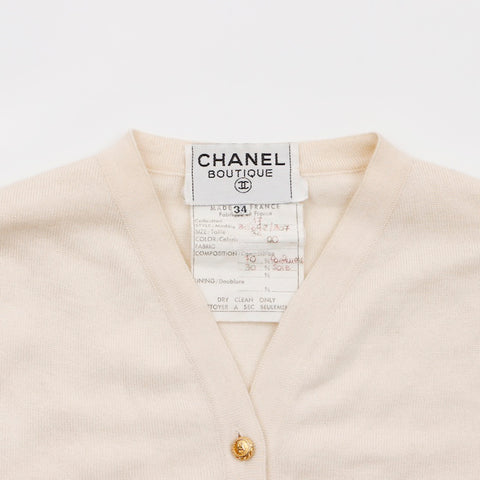 シャネル CHANEL Size 34 カシミア混 ココボタン ニット ホワイト WS5750