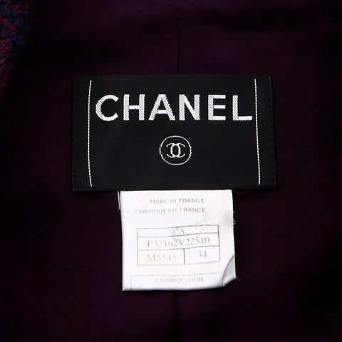 シャネル CHANEL SIze 34 ツイード ジャケット パープル WS5751