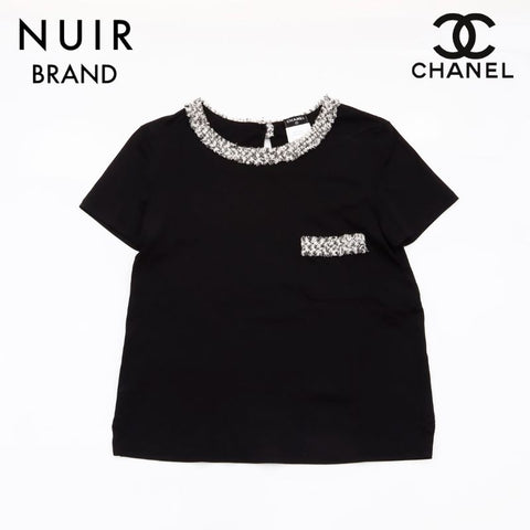 シャネル CHANEL Size 36 ツイード Tシャツ 半袖Ｔシャツ ネイビー WS5752