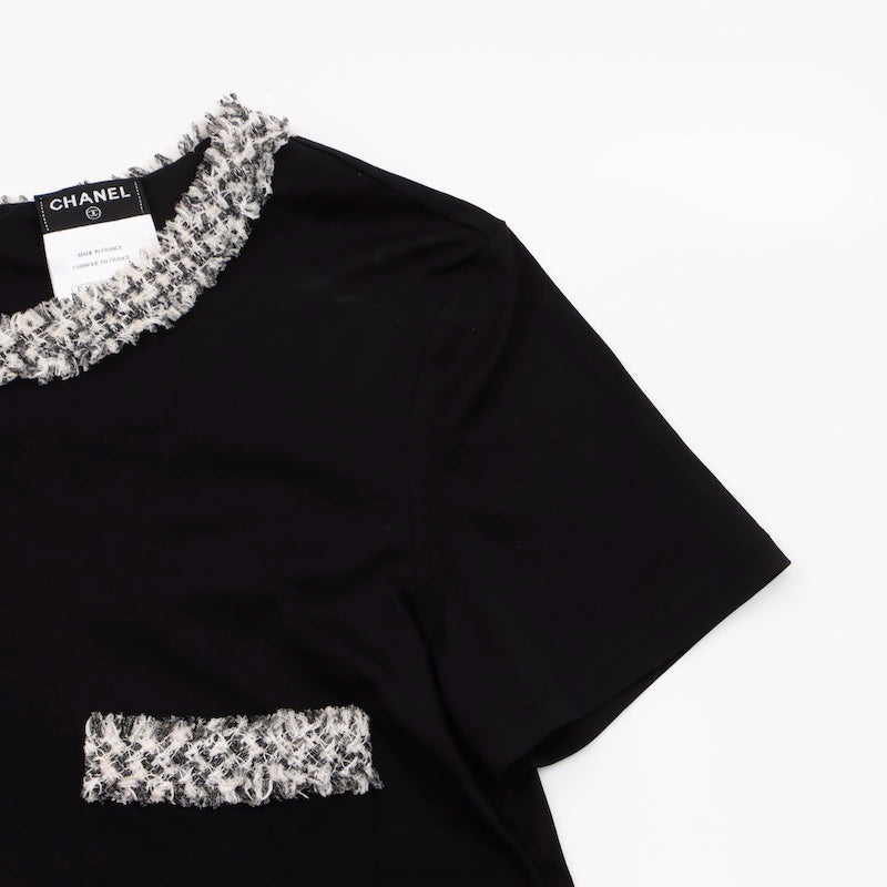 シャネル CHANEL Size 36 ツイード Tシャツ 半袖Ｔシャツ ネイビー 