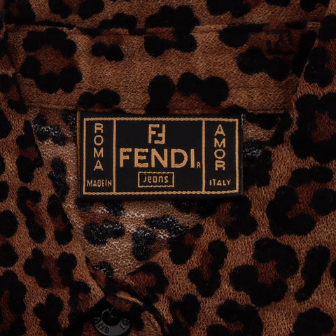 フェンディ FENDI Size レオパード 長袖シャツ ブラウン WS5762