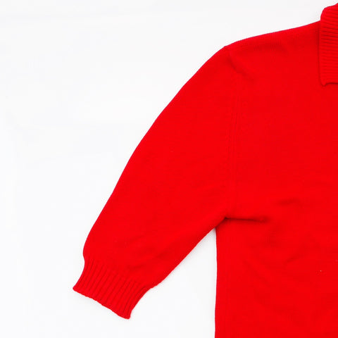 Chanel Short Sleeve Clover Button 2000s Knit Red WS5763