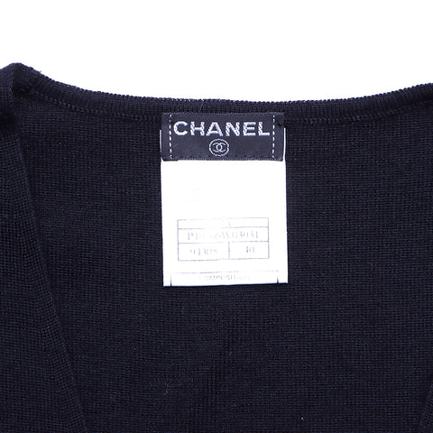 シャネル CHANEL カシミア ニット ファー Size:40 2002年 半袖シャツ ブラック WS4884