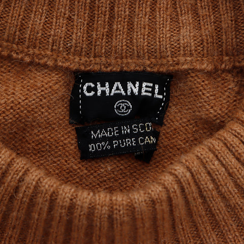 Chanel Long Sleeve Knit Dress Camel Brown WS5793