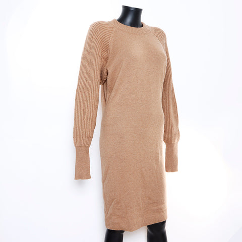 Chanel Long Sleeve Knit Dress Camel Brown WS5793