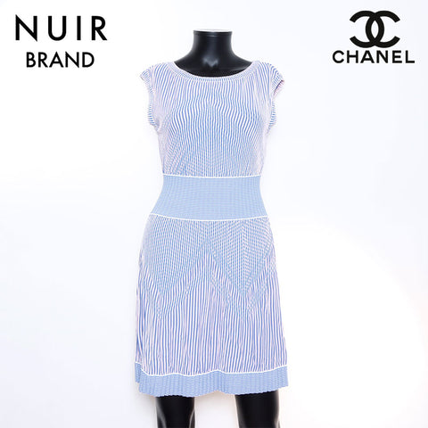 Chanel Striped Dress Rayon Multicolor WS5795