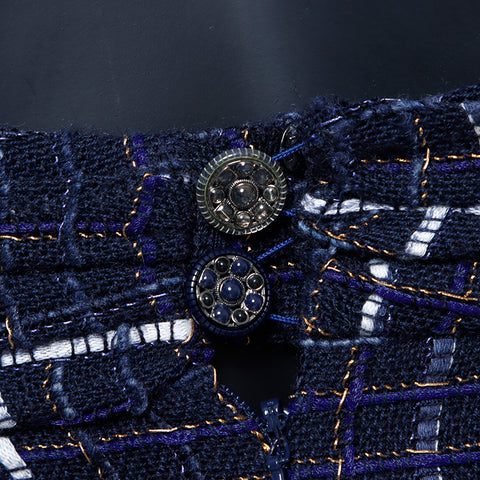 Chanel CHANEL Tweed Sleeveless Dress Navy WS5801