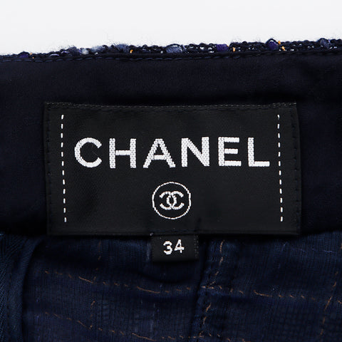 Chanel CHANEL Tweed Sleeveless Dress Navy WS5801