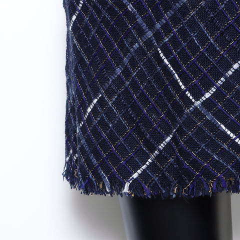 Chanel CHANEL Tweed Sleeveless Dress Navy WS5801