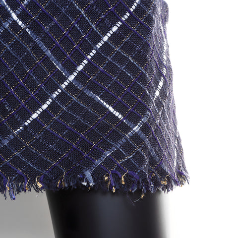 Chanel CHANEL Tweed Sleeveless Dress Navy WS5801