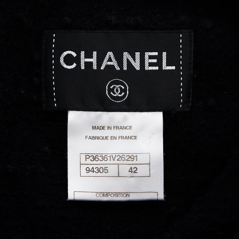 シャネル CHANEL ツイード ノースリーブ ワンピース ウール ブラック WS5802