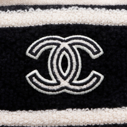 Chanel Coco Mark 2020s Knit Cap White x Black WS5807