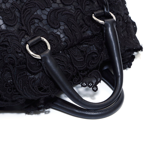 PRADA Lace Handbag Black WS5824