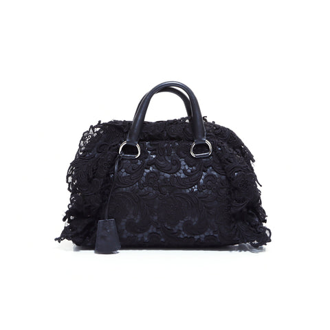 PRADA Lace Handbag Black WS5824