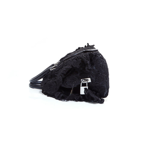 PRADA Lace Handbag Black WS5824