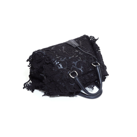 PRADA Lace Handbag Black WS5824