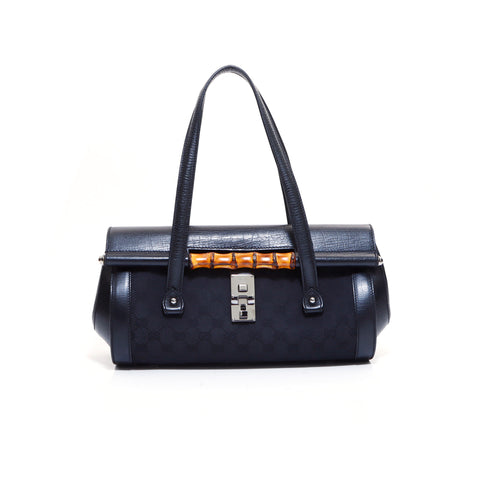 Gucci竹gg帆布手提包黑色WS5843