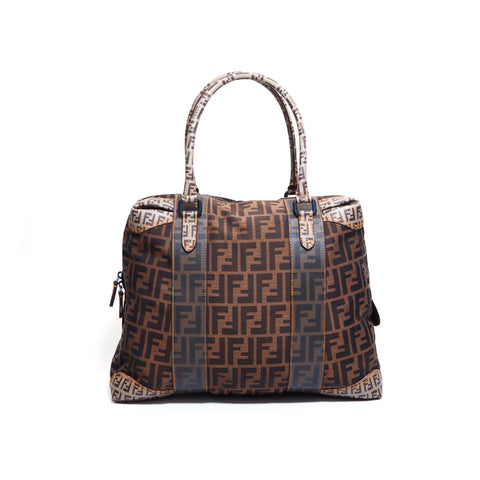 Fendi Zucca图案手袋帆布棕色WS5871
