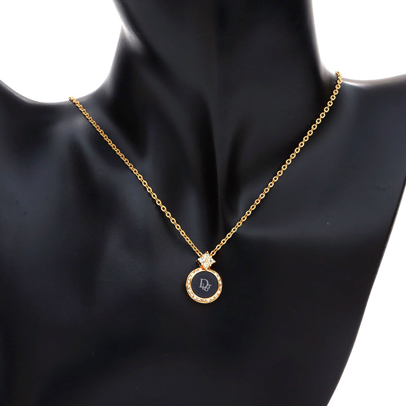 ディオールDIOR　ネックレス ゴールド パール ラインストーン クリスタル Christian Dior パールラインストーンゴールド チェーン