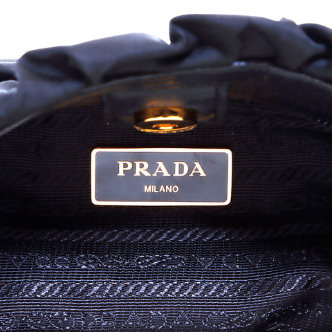 プラダ PRADA ナイロン リボン ワンショルダーバッグ ハンドバッグ ブラック WS5934