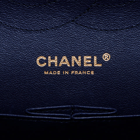 シャネル CHANEL 2015年 ダイブルフラップ キャビアスキン ショルダーバッグ ネイビー WS5971