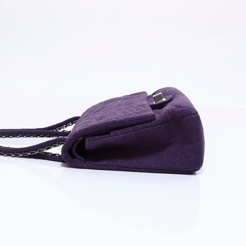 CHANEL 2008 Cotton Chain Flap 2.55 Shoulder Bag purple WS5972