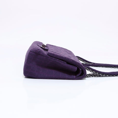 CHANEL 2008 Cotton Chain Flap 2.55 Shoulder Bag purple WS5972