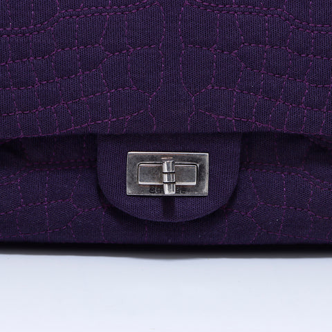 CHANEL 2008 Cotton Chain Flap 2.55 Shoulder Bag purple WS5972
