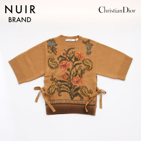 クリスチャンディオール Christian Dior 花柄 ニット ブラウン WS5999