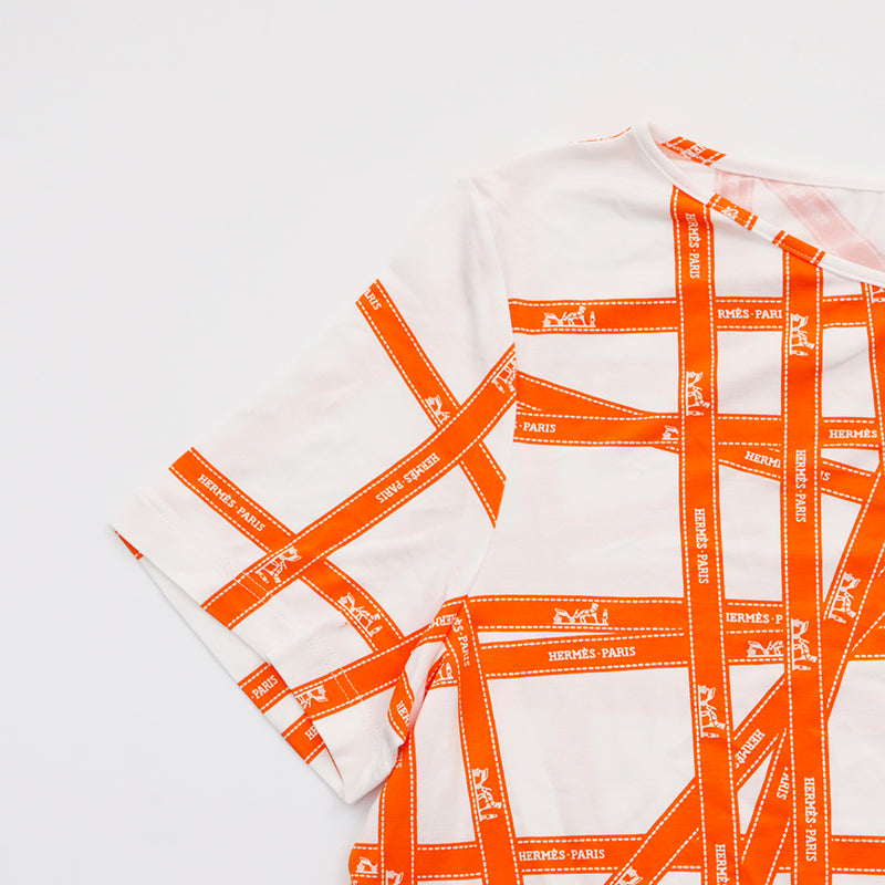 エルメス HERMES ロゴ 半袖Tシャツ ホワイトxオレンジ WS6005 – NUIR