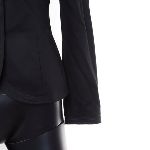 Chanel CHANEL Jacket Skirt Set-up Cotton Black WS6008