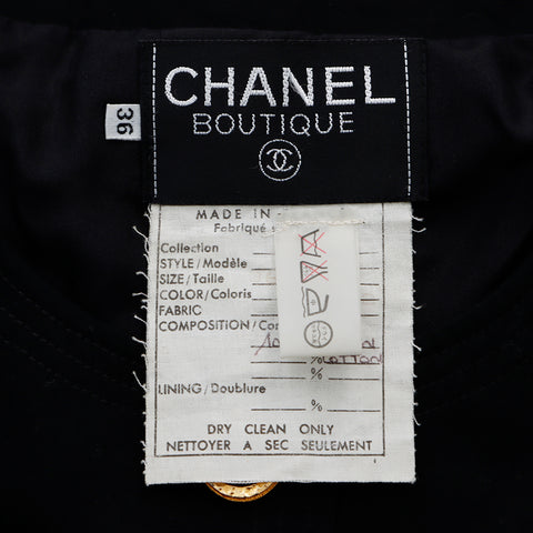 Chanel CHANEL Jacket Skirt Set-up Cotton Black WS6008