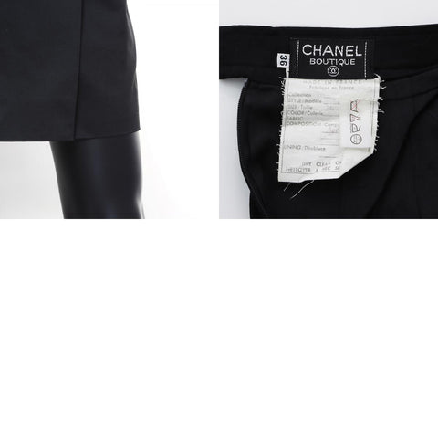 Chanel CHANEL Jacket Skirt Set-up Cotton Black WS6008