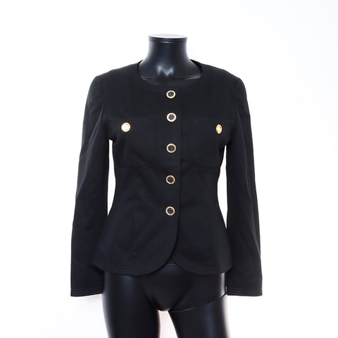 Chanel CHANEL Jacket Skirt Set-up Cotton Black WS6008