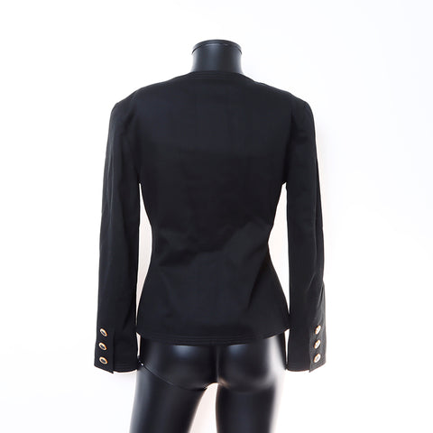 Chanel CHANEL Jacket Skirt Set-up Cotton Black WS6008