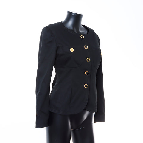 Chanel CHANEL Jacket Skirt Set-up Cotton Black WS6008