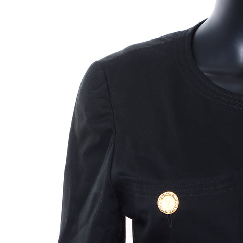 Chanel CHANEL Jacket Skirt Set-up Cotton Black WS6008