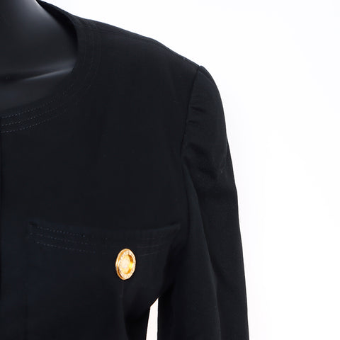 Chanel CHANEL Jacket Skirt Set-up Cotton Black WS6008