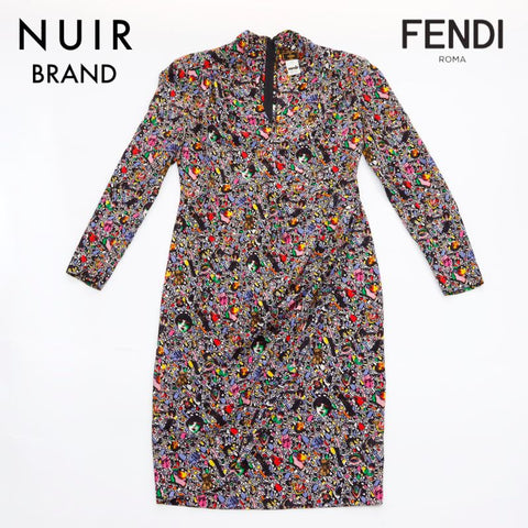 フェンディ FENDI Size 42 総柄 シルク ワンピース マルチカラー WS6019