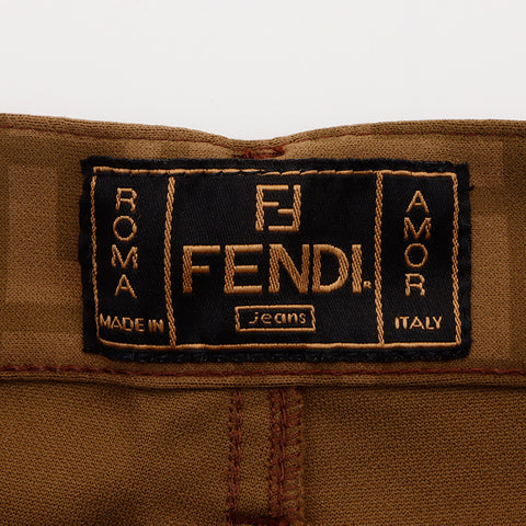 フェンディ FENDI 27インチ 総柄 スキニー パンツ ブラウン WS6028