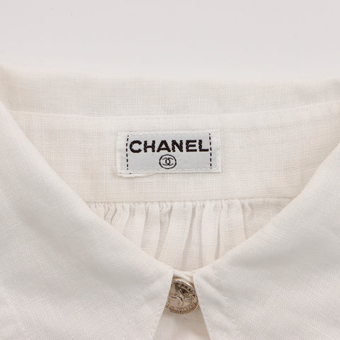 シャネル CHANEL シルバー コイン ボタン 半袖シャツ ホワイト WS6031