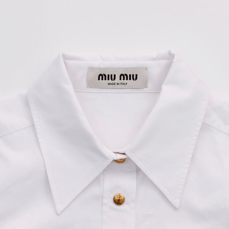 ミュウ ミュウ Miu Miu ロゴ 半袖シャツ コットン ホワイト WS6077  