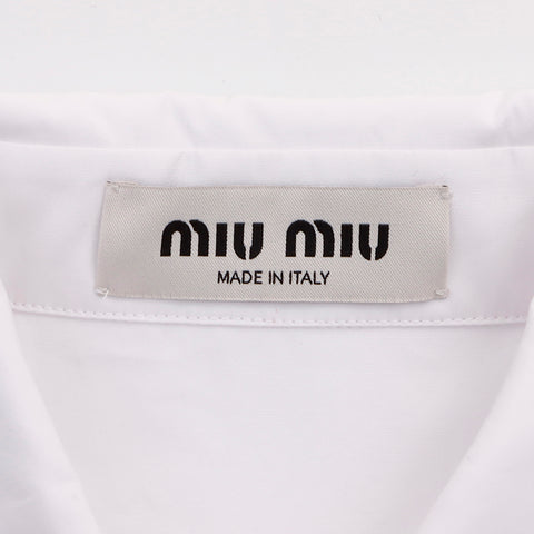 ミュウ ミュウ Miu Miu ロゴ 半袖シャツ コットン ホワイト WS6077