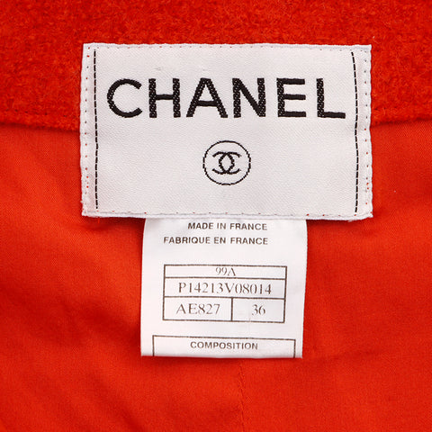 CHANEL Wool no-collar single 99A 1999 Jacket Orange WS6081
