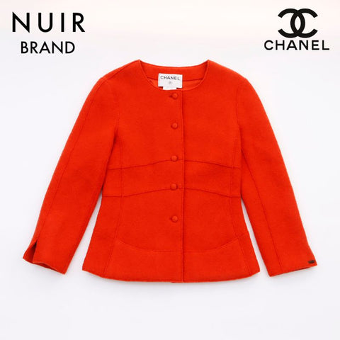 Chanel CHANEL Tweed Jacket Wool Orange WS6081