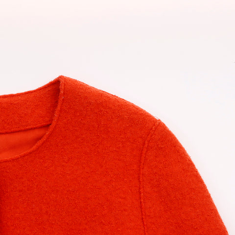 Chanel CHANEL Tweed Jacket Wool Orange WS6081