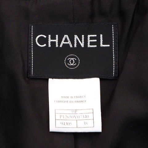 香奈儿香奈儿花呢可可纽扣夹克羊毛羊毛黑色WS6087