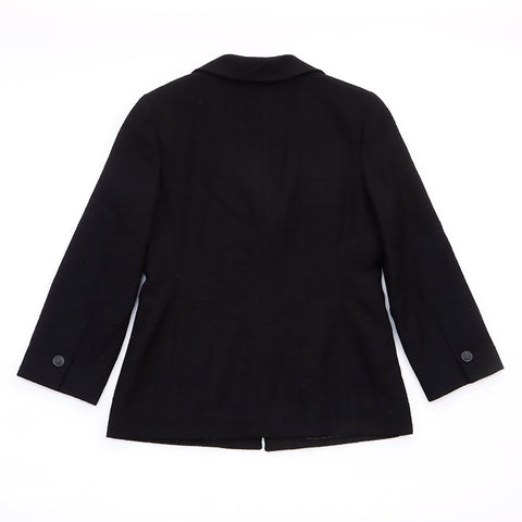 香奈儿香奈儿花呢可可纽扣夹克羊毛羊毛黑色WS6087