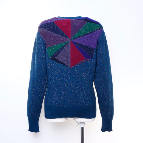Chanel Gripoi Button Glitter Cardigan Cashmere Blue WS6110